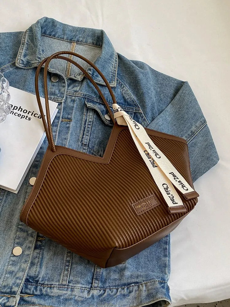 Korean Style Big Bag Women's Bag Casual All-match Canvas Bag Commuter Shoulder Bag Student Tote Bag MU Group