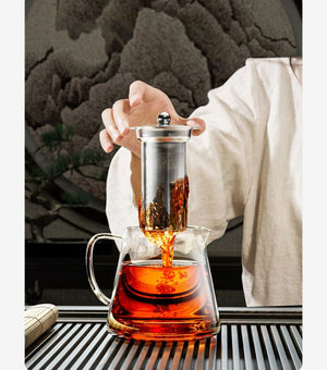Heat Resistant Glass Teapot with Stainless Steel Tea Strainer Infuser Flower Kettle Kung Fu Teaware Set Puer Oolong Pot MU Group