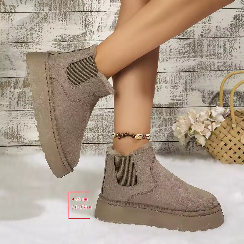 Winter Women Short Plush Warm Snow Boots Casual Shoes  New Suede Fur Chelsea Ankle Boots Flats Platform Ladies Shoes Botas MU Group