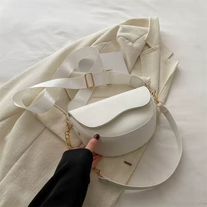 Small Leather Saddle Armpit Bags for Women Summer Chain Shoulder Crossbody Bag Ladies Vintage Underarm Handbags Woman bolsa MU Group