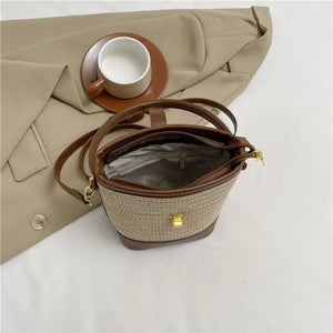 Women’s Fashion Trends Straw Bucket Bag Female Summer Handmade Woven Shoulder Bags Ladies Shopping Purse New Beach Bags Handbags MU Group