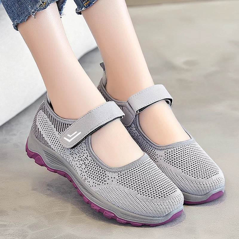 Women's Casual sneaker Breathable Mesh Soft Non-slip Lightweight Quick Velcro Walking Running Daily All-match Women's Shoes MU Group