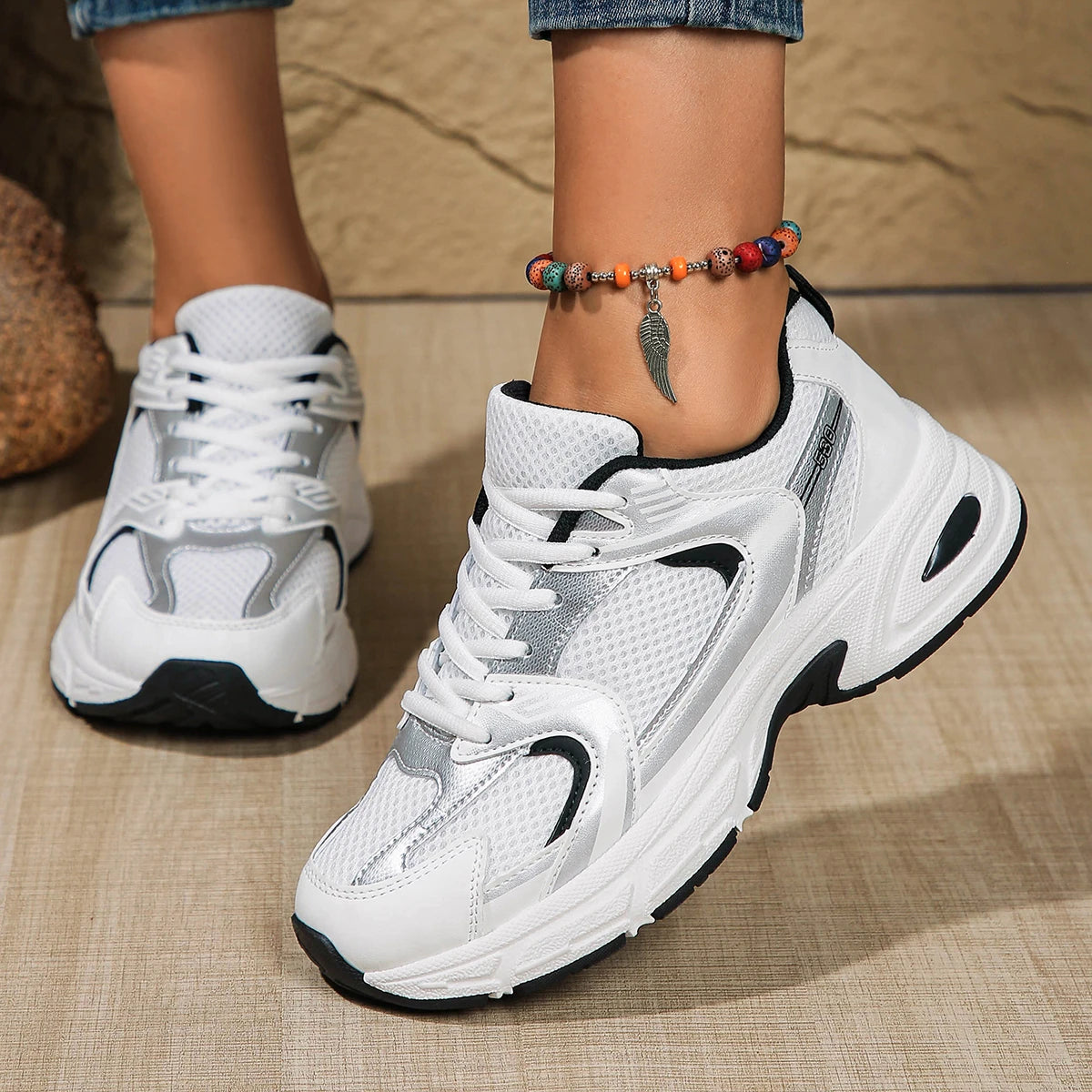 New Running Shoes Men's Breathable Sneakers Summer Light Mesh Air Cushion Women's Sneakers Outdoor Lace-up Training Shoes MU Group