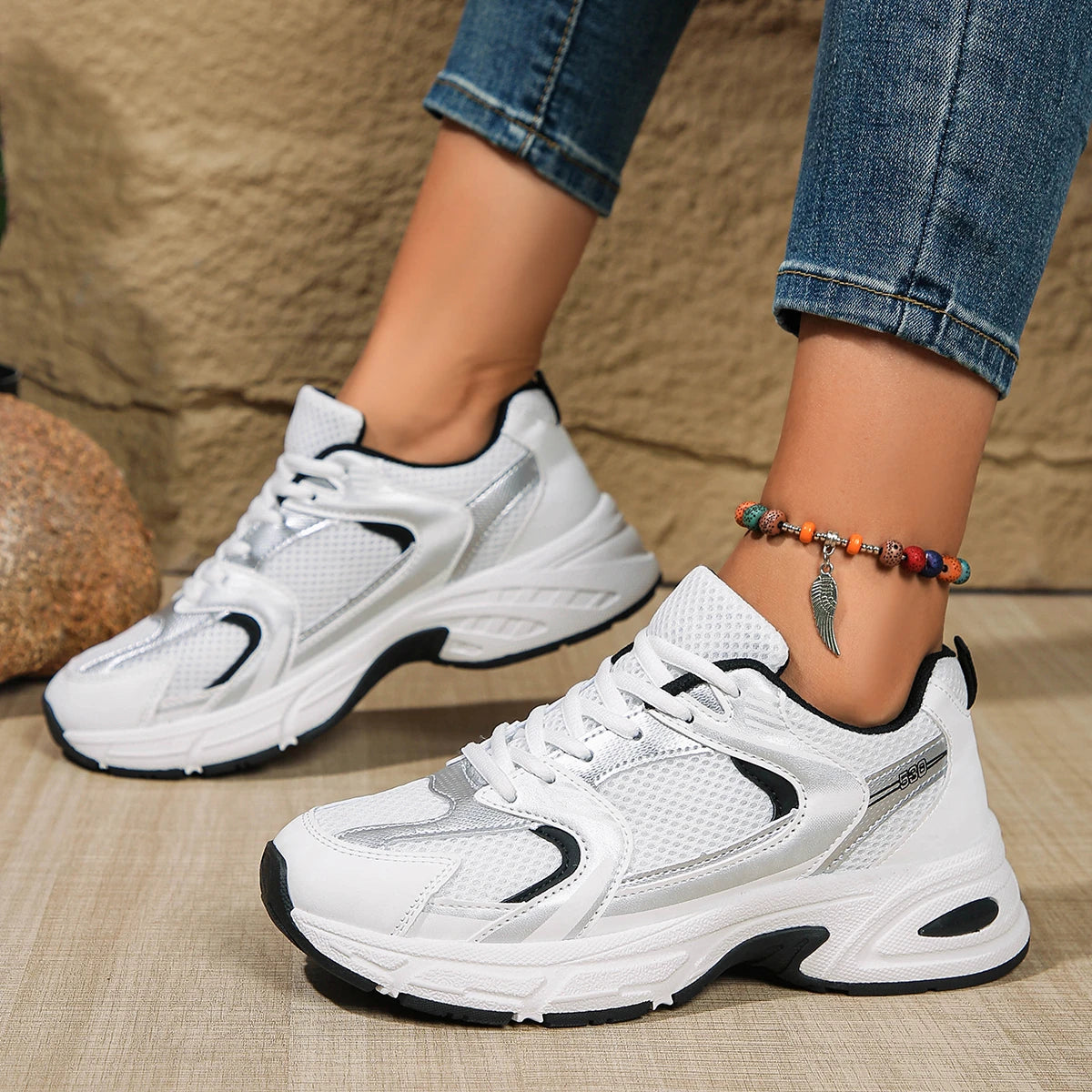 New Running Shoes Men's Breathable Sneakers Summer Light Mesh Air Cushion Women's Sneakers Outdoor Lace-up Training Shoes MU Group