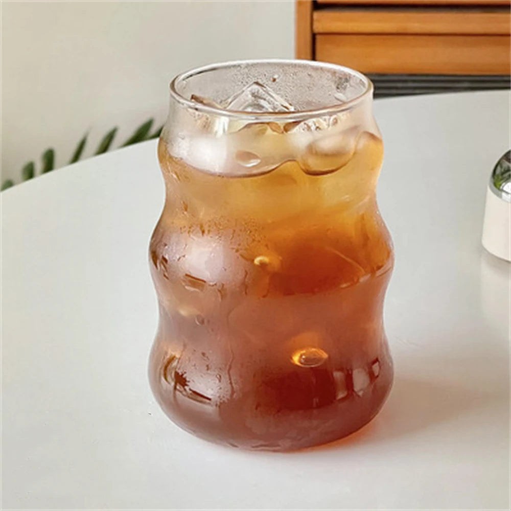 1pc Glass Cup 530ml Water Glasses Stripe Mug Heat-resistant Tumbler Drinkware Perfect For Tea Juice Milk Coffee For Party MU Group