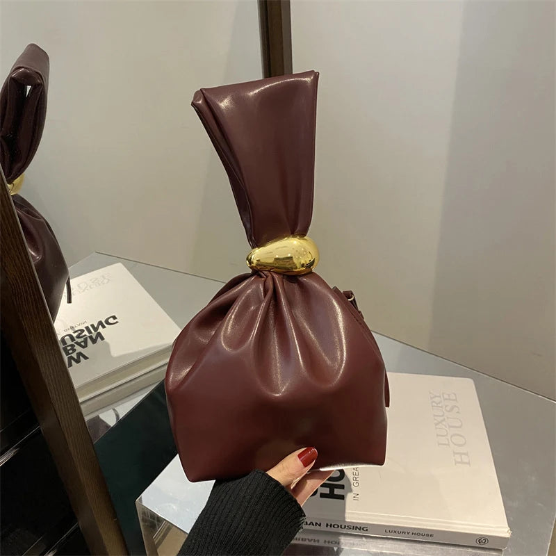 New Mini PU Leather Underarm Pleated Bag For Women Fashion Designer Female Retro Shoulder Bag Handbags And Purses MU Group