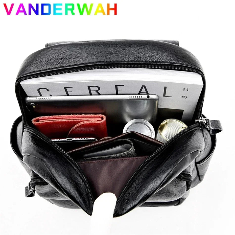 Genuine Women Leather Backpack Fashion Female Shoulder Bag Sac a Dos Ladies Bagpack Mochilas School Bags For Teenage Girls 2024 MU Group