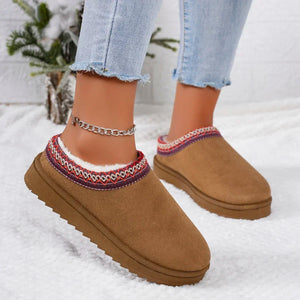 Snow Boots 2024 Women Winter Cashmere Warm Thick Soles Without Heel-covered Hair Half Slipper Cotton Shoes Cashmere Warm Boots MU Group