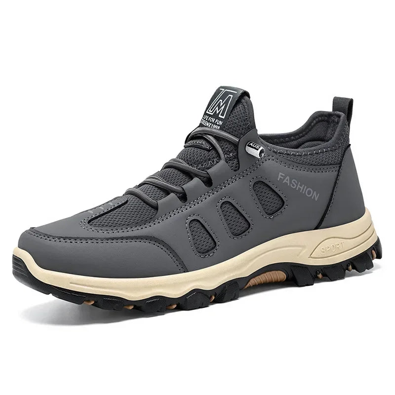 Men Soft Hiking Shoes Summer Breathable Mesh Sneakers Light Black Hike Footwear Walking Shoes Outdoor Shoes Climbing Shoe Male MU Group
