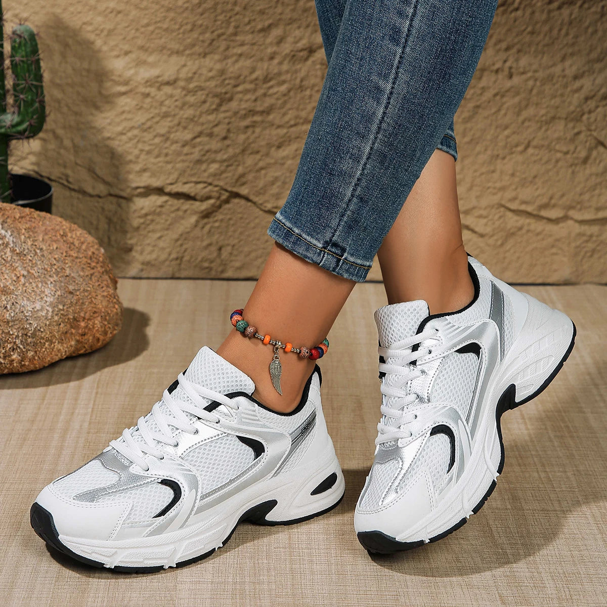 New Running Shoes Men's Breathable Sneakers Summer Light Mesh Air Cushion Women's Sneakers Outdoor Lace-up Training Shoes MU Group