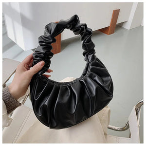 New Summer Pleated Handlebags For Women PU Cloud Bags Leisure Armpit Bag Shopping Shoulder Bags Dumpling Handbag Female MU Group