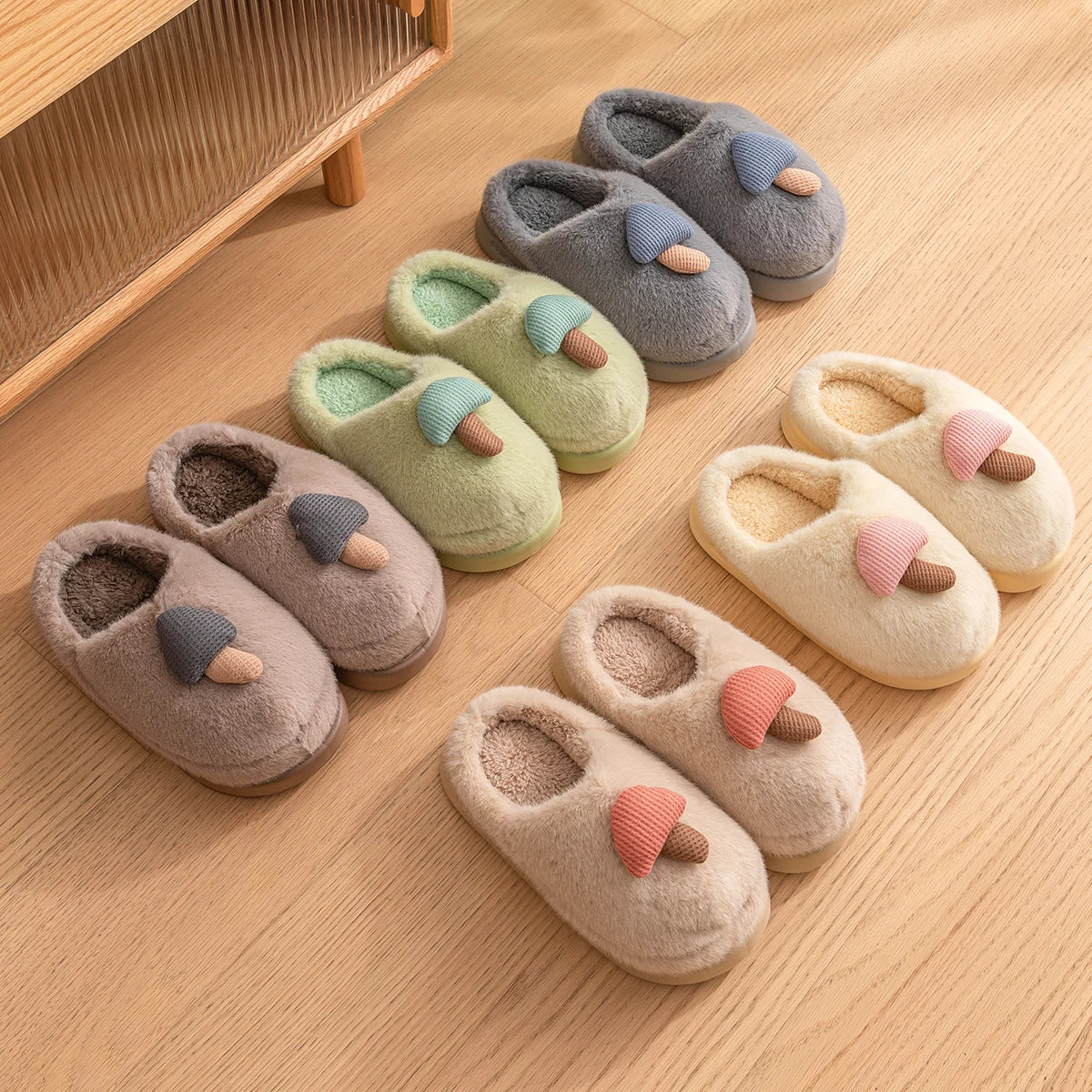 TZLDN Women's Winter Warm Cartoon Slippers Closed Toe Non Slip Furry House Shoes Women Indoor Bedroom 4CM EVA Sole Plush Slipper MU Group