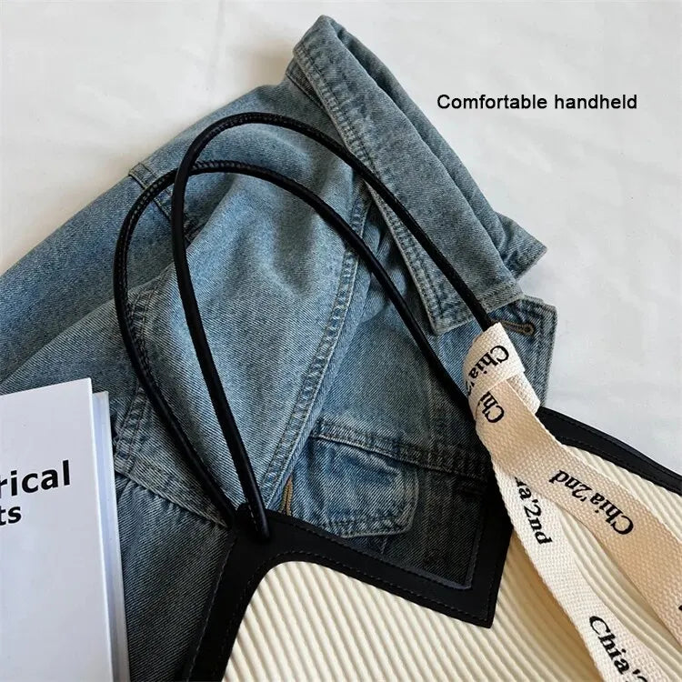 Korean Style Big Bag Women's Bag Casual All-match Canvas Bag Commuter Shoulder Bag Student Tote Bag MU Group