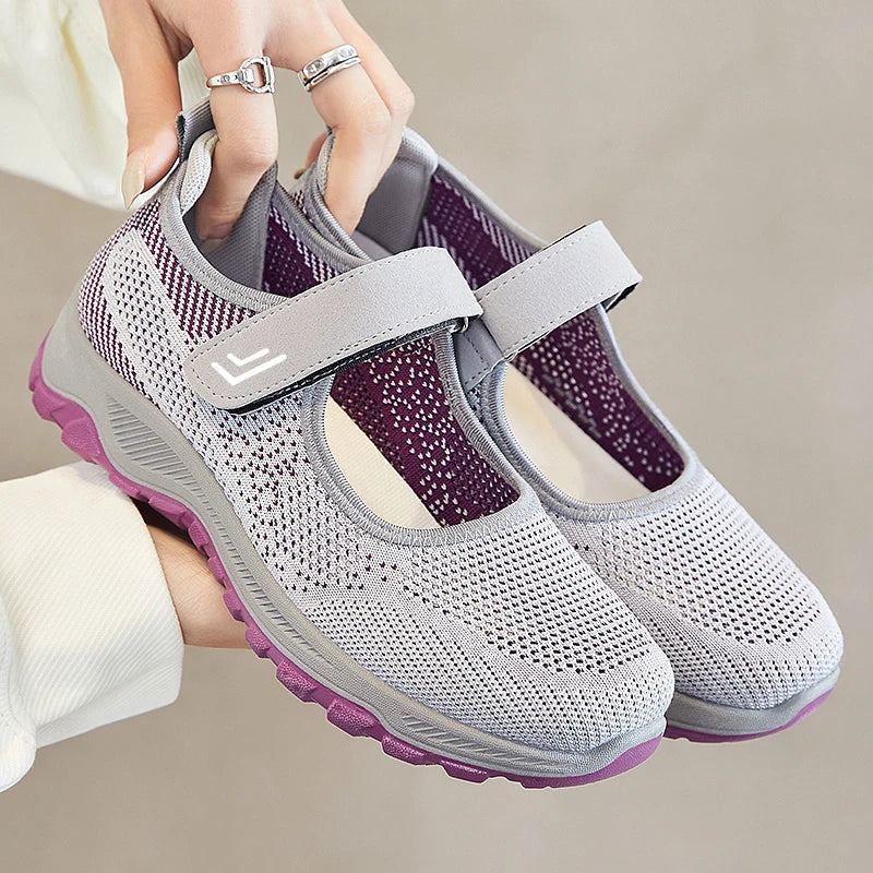 Women's Casual sneaker Breathable Mesh Soft Non-slip Lightweight Quick Velcro Walking Running Daily All-match Women's Shoes MU Group