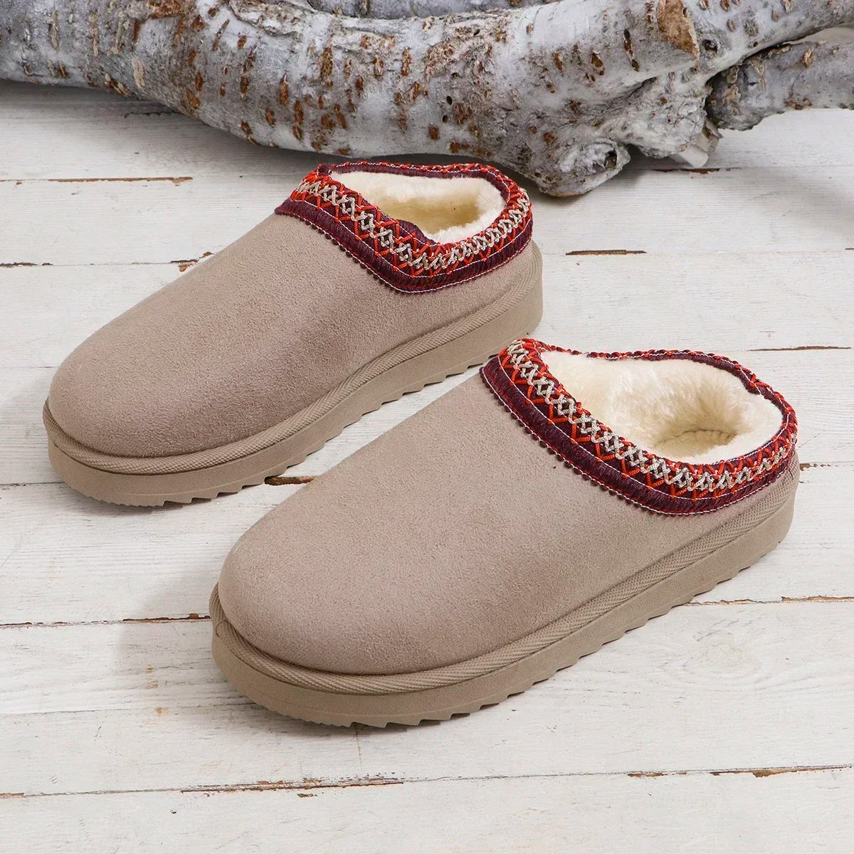 Snow Boots 2024 Women Winter Cashmere Warm Thick Soles Without Heel-covered Hair Half Slipper Cotton Shoes Cashmere Warm Boots MU Group