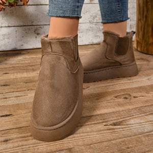 Winter Women Short Plush Warm Snow Boots Casual Shoes  New Suede Fur Chelsea Ankle Boots Flats Platform Ladies Shoes Botas MU Group