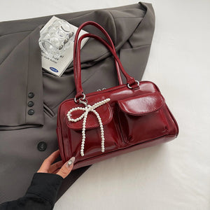 Fashionable Underarm Bow Bag for Women 2024 Korean Edition New Simple Leisure Pillow Bag Trendy Versatile Shoulder Bag MU Group
