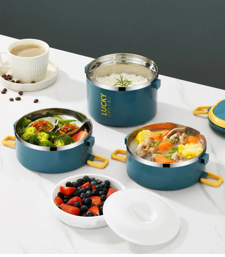3 Layer Portable Lunch Box Thermo Insulation Bento Thermos Containers Bento Bag Food Warmer for Kids Food Containers MU Group