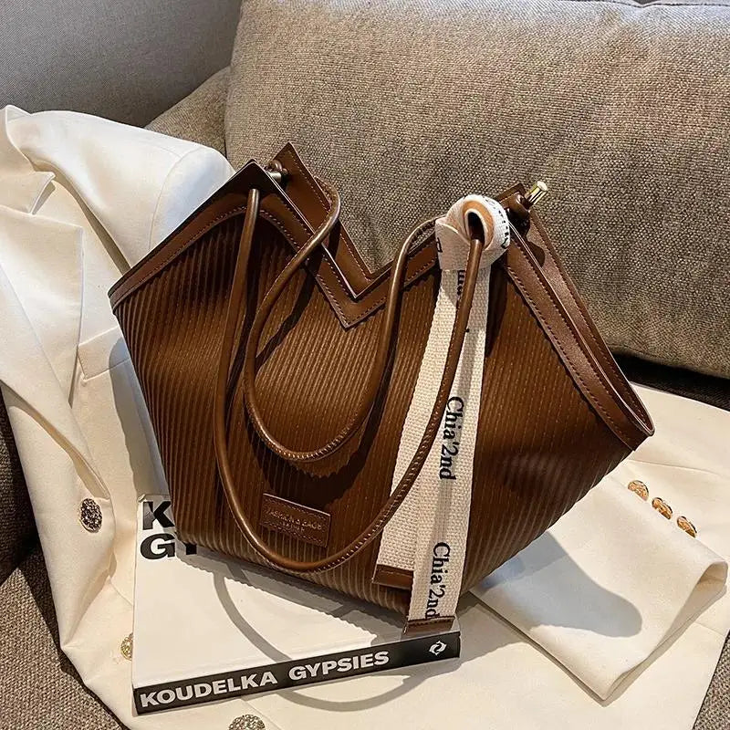 Korean Style Big Bag Women's Bag Casual All-match Canvas Bag Commuter Shoulder Bag Student Tote Bag MU Group