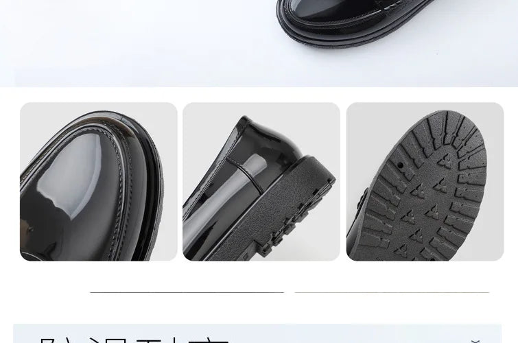 Women's New Low Heel Shallow Rain Shoe Soft Sole Non Slip Slip On Round Toe Lightweight Waterproof Kitchen Work Shoe Loafer Shoe MU Group
