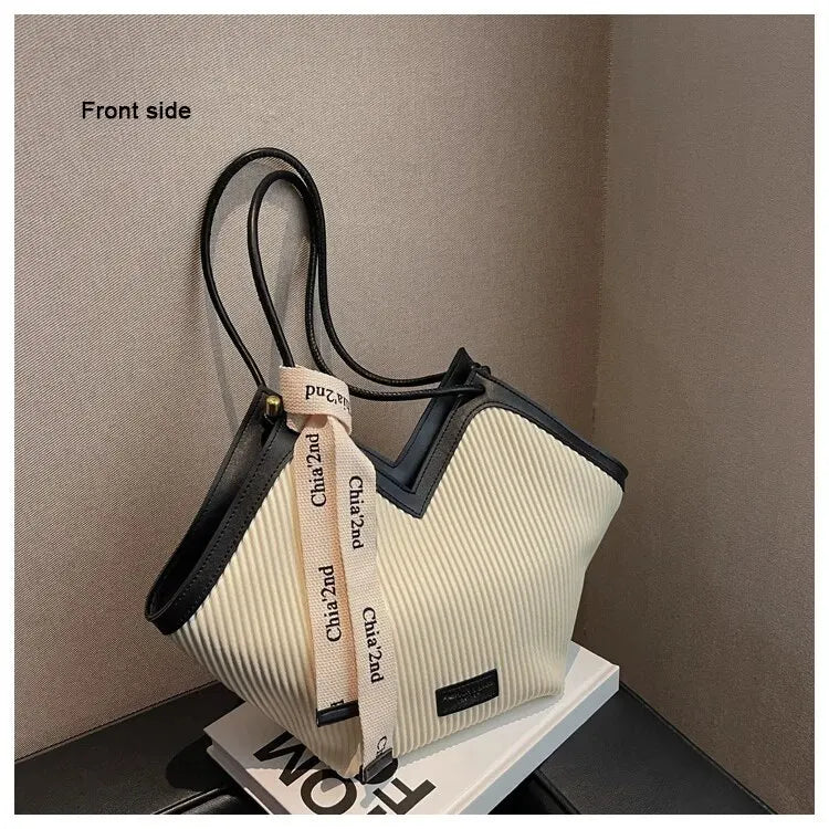 Korean Style Big Bag Women's Bag Casual All-match Canvas Bag Commuter Shoulder Bag Student Tote Bag MU Group