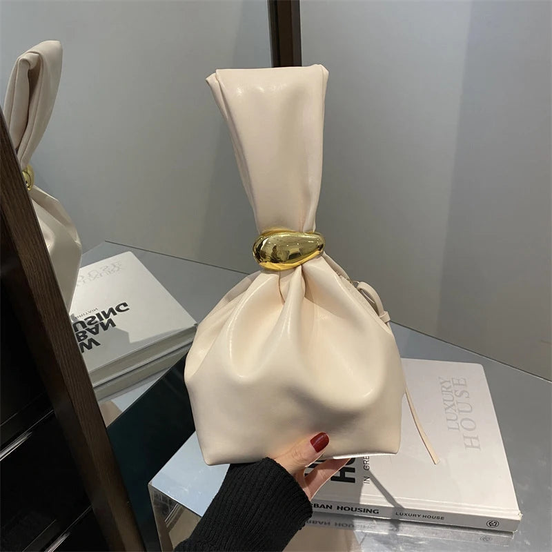 New Mini PU Leather Underarm Pleated Bag For Women Fashion Designer Female Retro Shoulder Bag Handbags And Purses MU Group