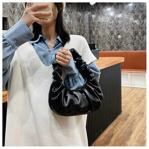 New Summer Pleated Handlebags For Women PU Cloud Bags Leisure Armpit Bag Shopping Shoulder Bags Dumpling Handbag Female MU Group