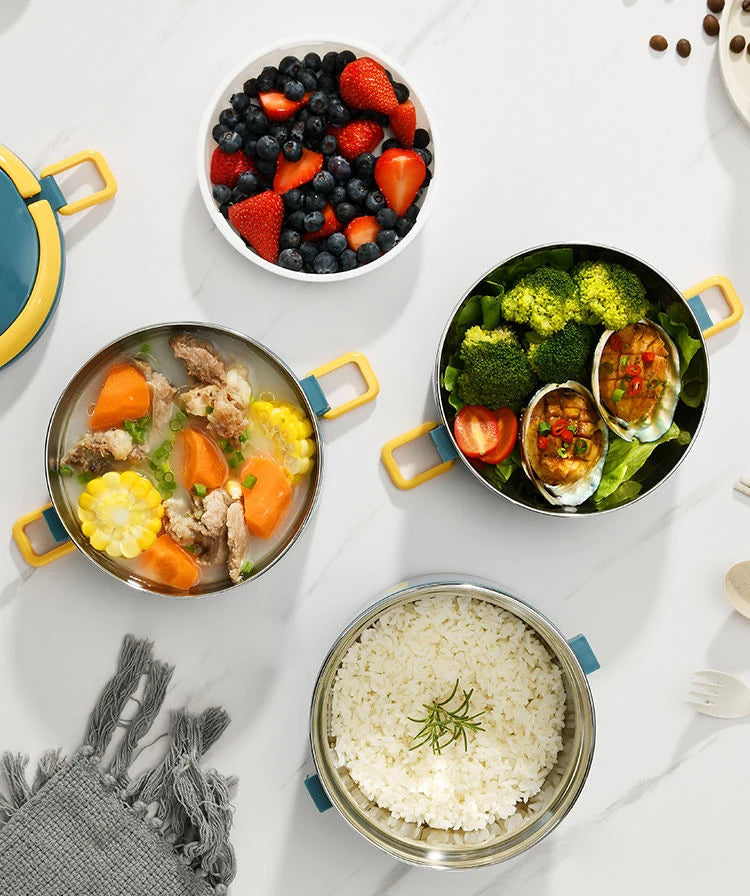 3 Layer Portable Lunch Box Thermo Insulation Bento Thermos Containers Bento Bag Food Warmer for Kids Food Containers MU Group