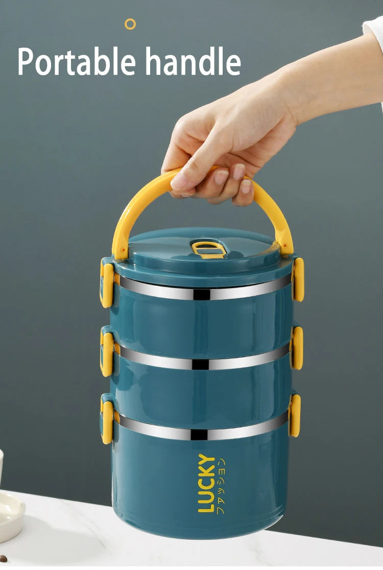 3 Layer Portable Lunch Box Thermo Insulation Bento Thermos Containers Bento Bag Food Warmer for Kids Food Containers MU Group