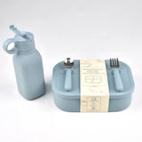 4PC/Set Silicone Bento Box Straw Water Bottle Leak-Proof Lunch Container Fork Spoon With Packaging Card BPA-Free Dishwasher Safe