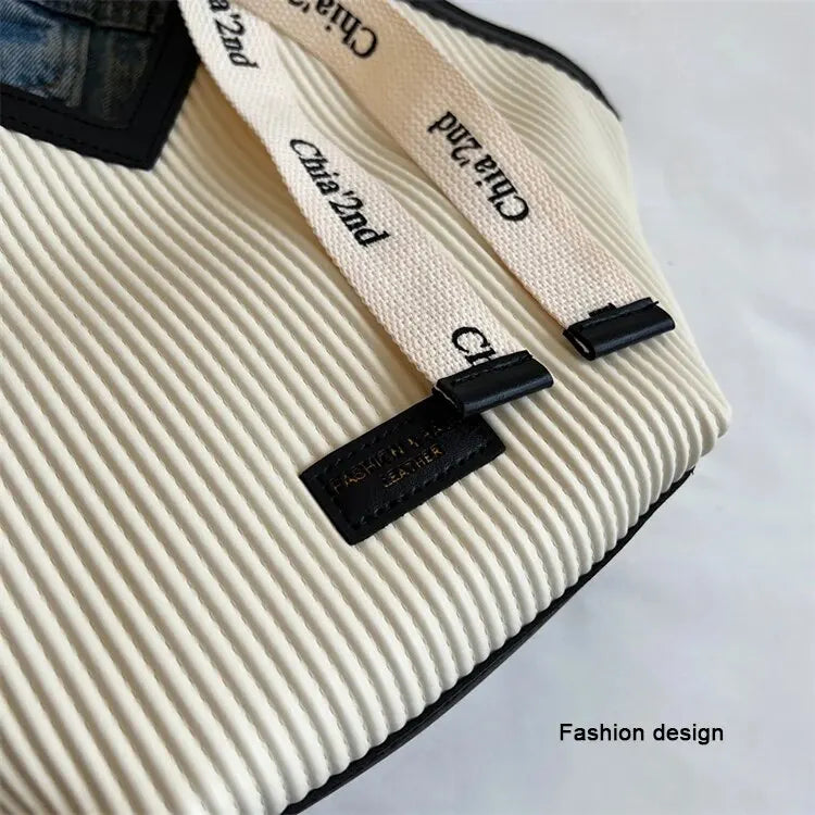 Korean Style Big Bag Women's Bag Casual All-match Canvas Bag Commuter Shoulder Bag Student Tote Bag MU Group