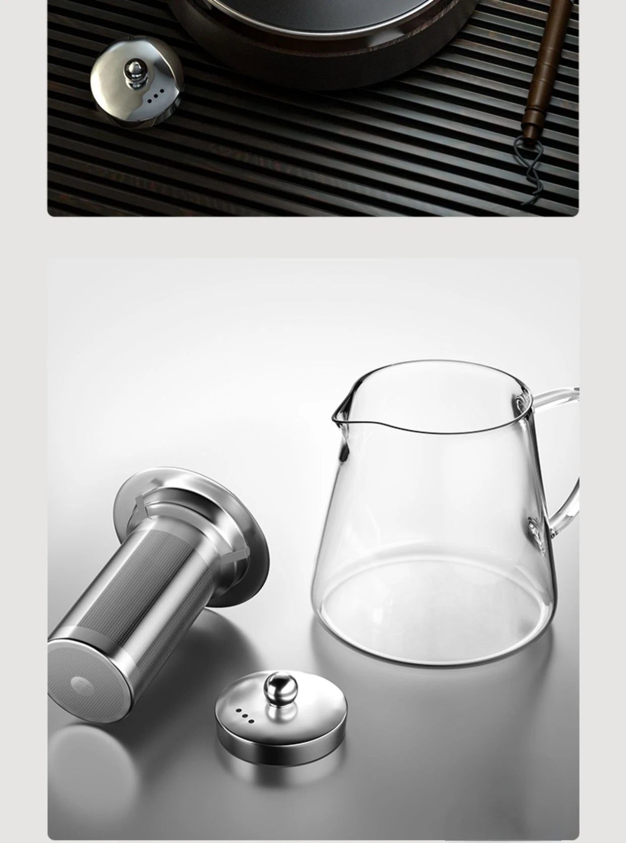 Heat Resistant Glass Teapot with Stainless Steel Tea Strainer Infuser Flower Kettle Kung Fu Teaware Set Puer Oolong Pot MU Group