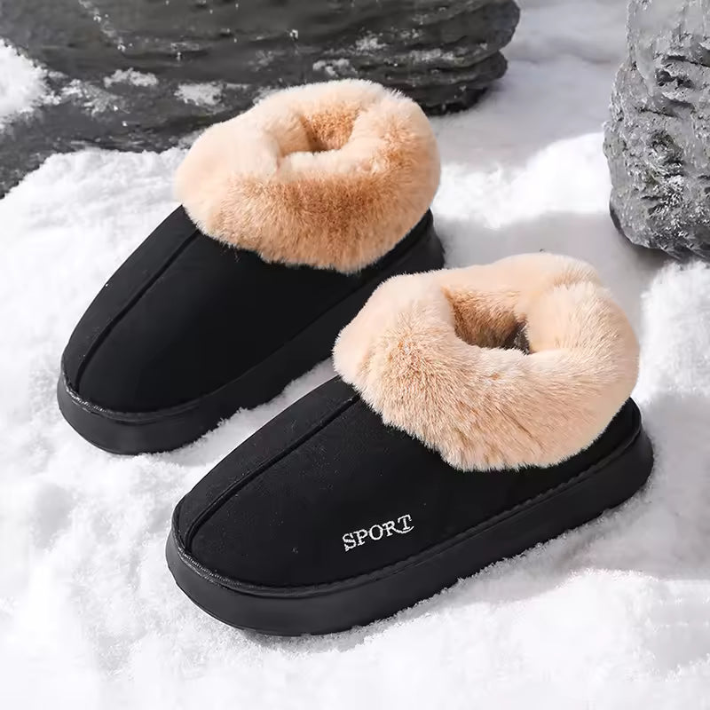 New Platform Snow Boots for Women's Home Thick Warm Wool Shoes Women's Outdoor Anti-Slip Fur Velvet Ankle Short Boots Shoes MU Group