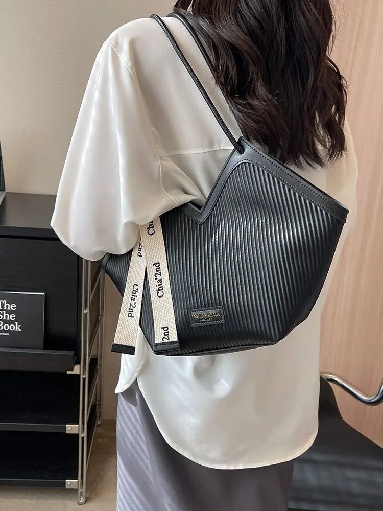 Korean Style Big Bag Women's Bag Casual All-match Canvas Bag Commuter Shoulder Bag Student Tote Bag MU Group