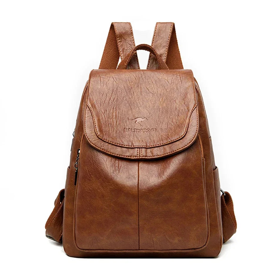 Genuine Women Leather Backpack Fashion Female Shoulder Bag Sac a Dos Ladies Bagpack Mochilas School Bags For Teenage Girls 2024 MU Group