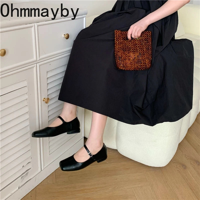 Square Toe Women Ballet Flats Fashion SOft Sole Shoes 2025 Spring Ladies Elegant Street Style Mary Jane Shoes MU Group