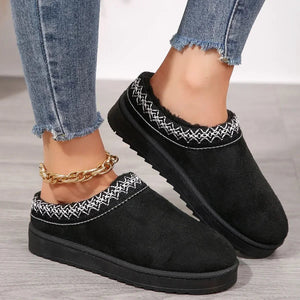 Snow Boots 2024 Women Winter Cashmere Warm Thick Soles Without Heel-covered Hair Half Slipper Cotton Shoes Cashmere Warm Boots MU Group