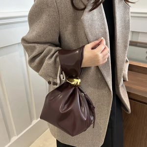 New Mini PU Leather Underarm Pleated Bag For Women Fashion Designer Female Retro Shoulder Bag Handbags And Purses MU Group