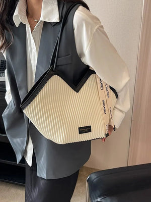 Korean Style Big Bag Women's Bag Casual All-match Canvas Bag Commuter Shoulder Bag Student Tote Bag MU Group