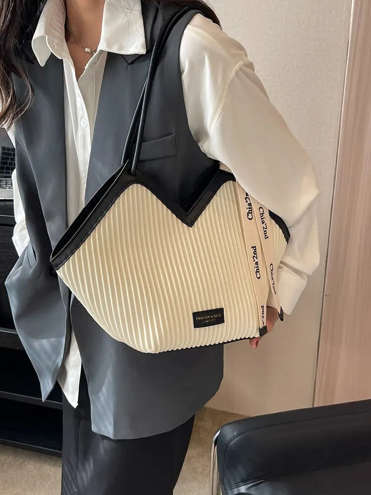 Korean Style Big Bag Women's Bag Casual All-match Canvas Bag Commuter Shoulder Bag Student Tote Bag MU Group