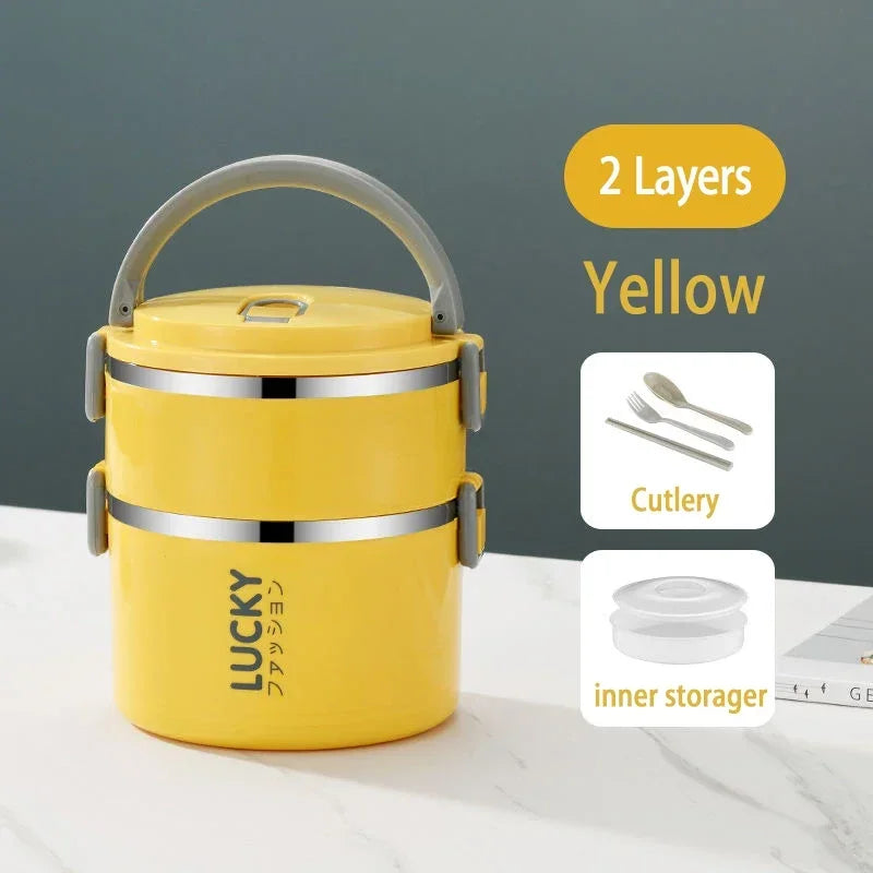 3 Layer Portable Lunch Box Thermo Insulation Bento Thermos Containers Bento Bag Food Warmer for Kids Food Containers MU Group