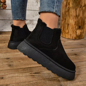 Winter Women Short Plush Warm Snow Boots Casual Shoes  New Suede Fur Chelsea Ankle Boots Flats Platform Ladies Shoes Botas MU Group