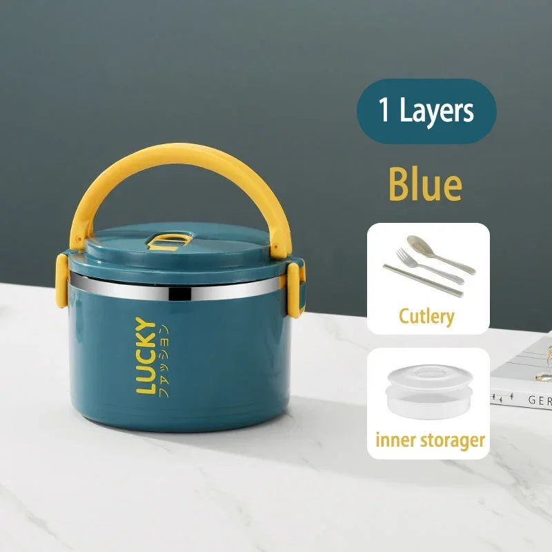 3 Layer Portable Lunch Box Thermo Insulation Bento Thermos Containers Bento Bag Food Warmer for Kids Food Containers MU Group