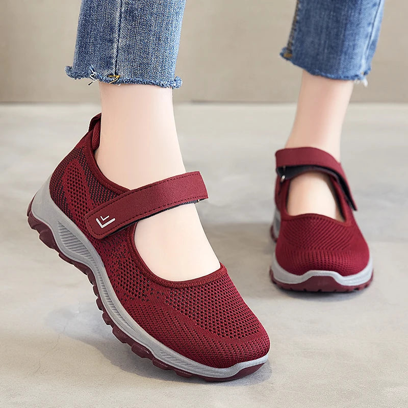 Women's Casual sneaker Breathable Mesh Soft Non-slip Lightweight Quick Velcro Walking Running Daily All-match Women's Shoes MU Group