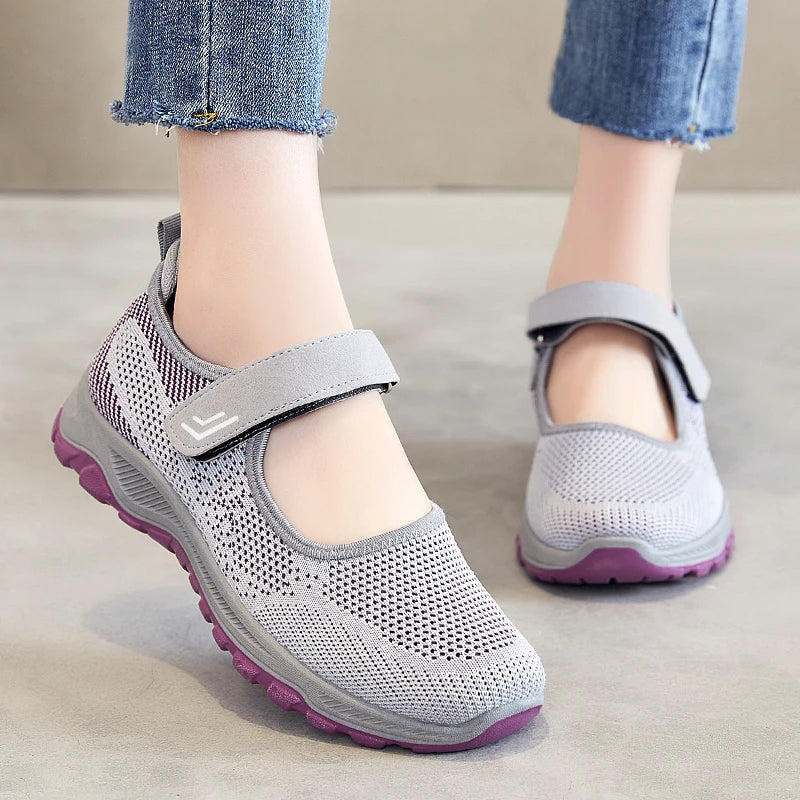 Women's Casual sneaker Breathable Mesh Soft Non-slip Lightweight Quick Velcro Walking Running Daily All-match Women's Shoes MU Group
