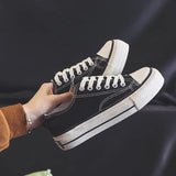 Spring Thick Sole Women's Shoes Leisure Canvas Shoes Breathable Comfortable Sports Shoes Thick Sole Height Increasing Shoes MU Group