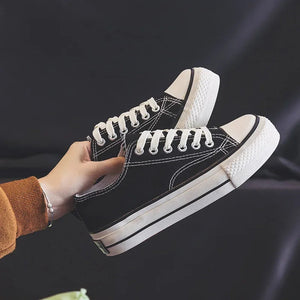 Spring Thick Sole Women's Shoes Leisure Canvas Shoes Breathable Comfortable Sports Shoes Thick Sole Height Increasing Shoes MU Group