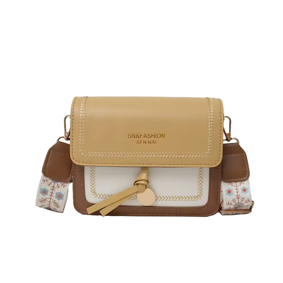 Fashionable Bag for Women, Versatile New Crossbody Bag, Casual, Contrasting Color, Small Square Bag, Wide Shoulder Strap MU Group