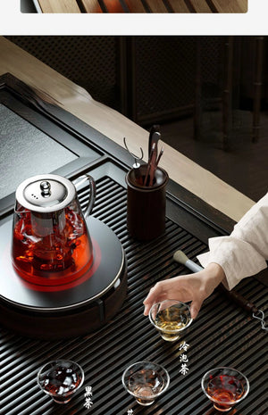 Heat Resistant Glass Teapot with Stainless Steel Tea Strainer Infuser Flower Kettle Kung Fu Teaware Set Puer Oolong Pot MU Group