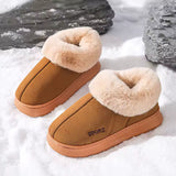 New Platform Snow Boots for Women's Home Thick Warm Wool Shoes Women's Outdoor Anti-Slip Fur Velvet Ankle Short Boots Shoes MU Group